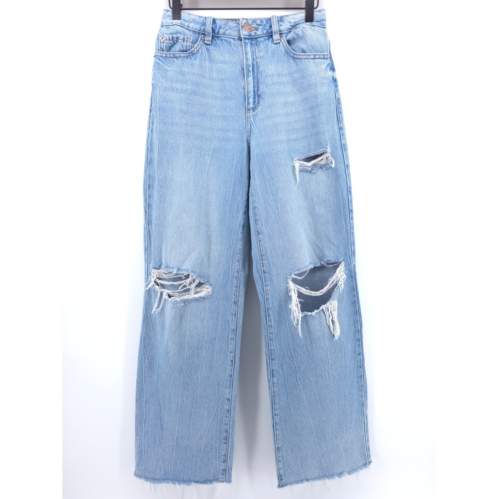 Garage Womens Wide Leg Jeans Size 3 26 Light Wash Distressed High‎ Rise Baggy